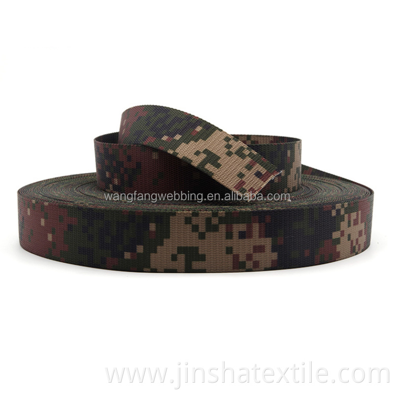 3.8cm polyester camouflage webbing printing heat transfer military webbing nylon webbing belt accessories can be customized